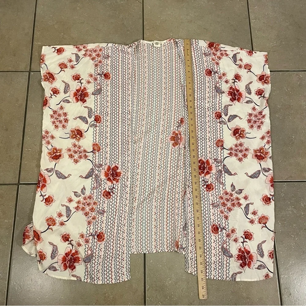 Francescas Gypsy Love Kimono Floral Longline Open Pink Multi Floral Boho Beach M
